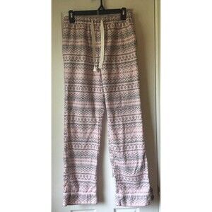 Women's Lands End Pink And Gray Flannel Lounge Pants XS 2-4 Pajama